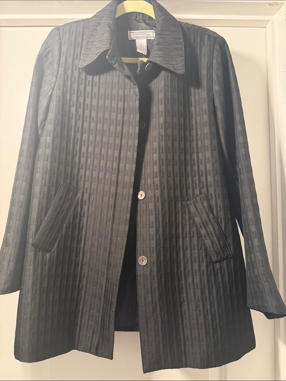 Simonton Says Pendleton Black Textured Button-Front Coat wome size Med